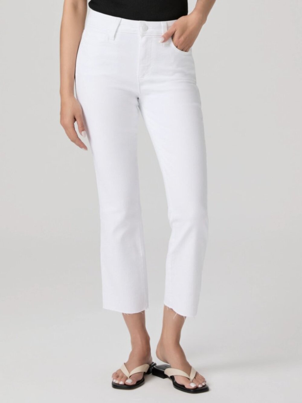 PAIGE Cindy High Rise Cropped Straight Jeans in Crisp White / Sz 31